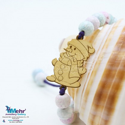 Gold and Stone Bracelet - Snowman Design-SB0251